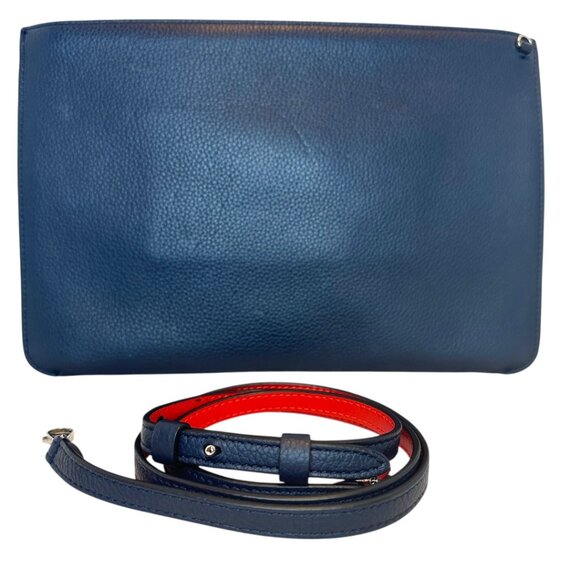 Christian Louboutin Spike clutch bag in navy blue leather (NWOT) - Picture 2 of 5